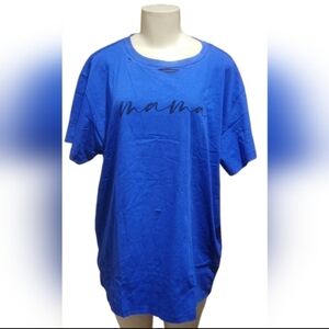 NEW "Mama" Distressed Short-sleeve T-shirt. Blue with black letters. Sx. 2xl